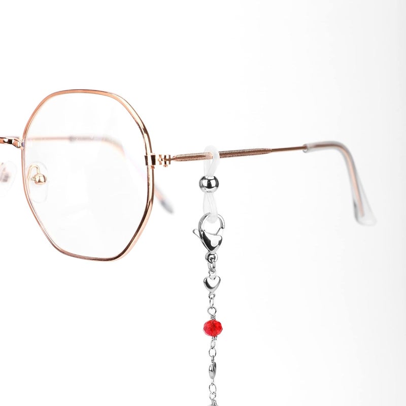 Hongeely Eyeglass Chain Silver Stainless Steel Handmade Necklace for Reading Glasses Sunglass Beaded Chains for Men Women - Image 3
